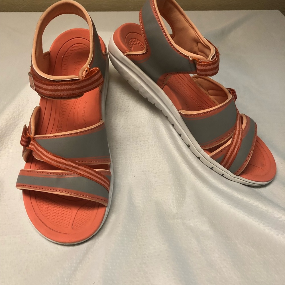 Ryka Breeze orange and gray strap sandals
